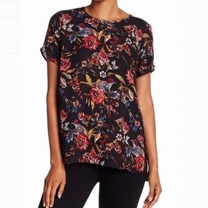 DR2 Nordstrom Floral Short Sleeve Blouse